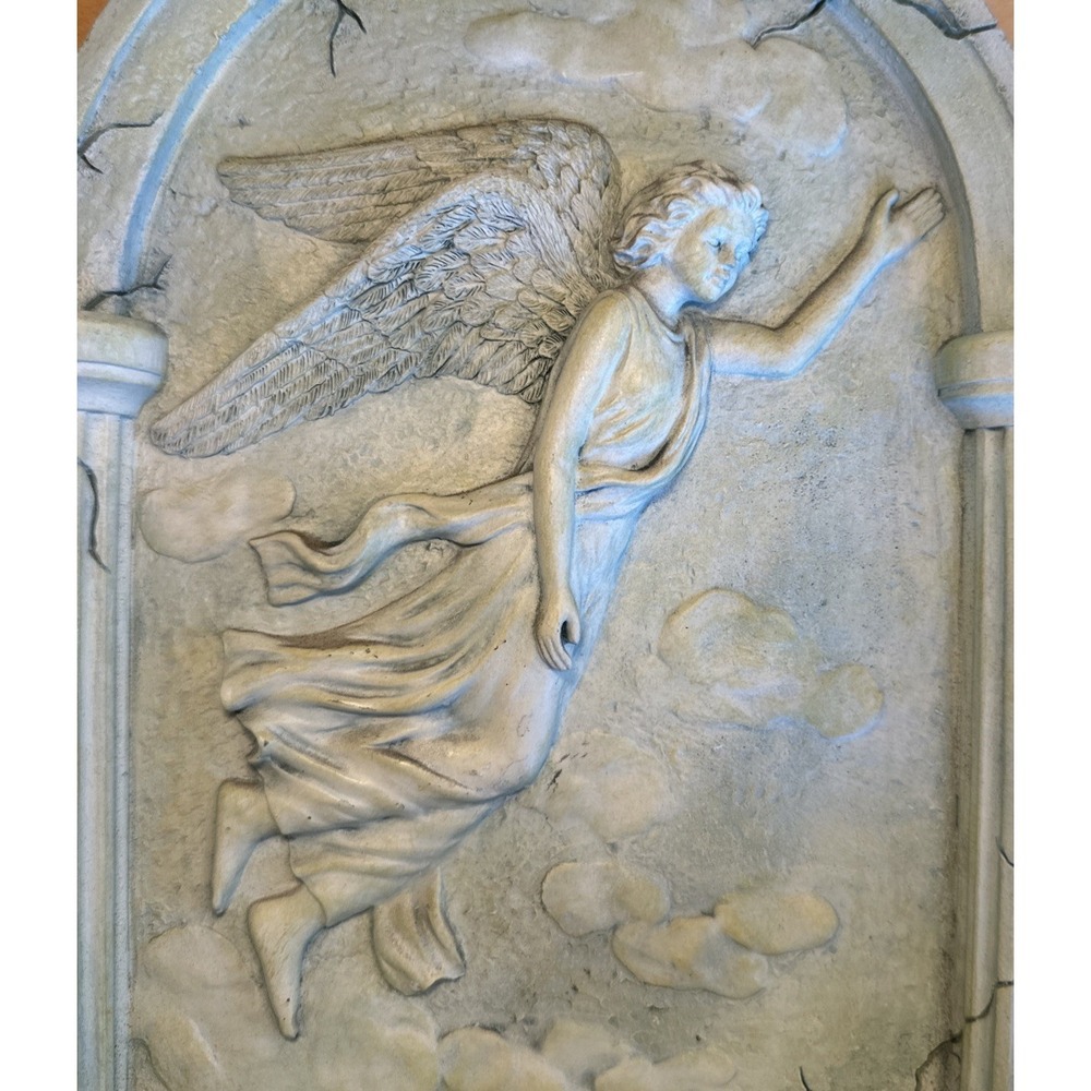 Angel Candle Holder Wall Plaque Sconce Faux Marble‎ Italian 14" Resin Decor RARE - Picture 2 of 4